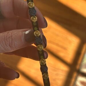 Vintage Celluloid Bar Brooch with Flowers